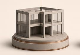 Maqueta de edificio con cerramientos, etapa de ejecución (imagen de ejemplo)